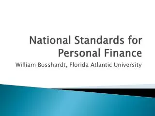National Standards for Personal Finance