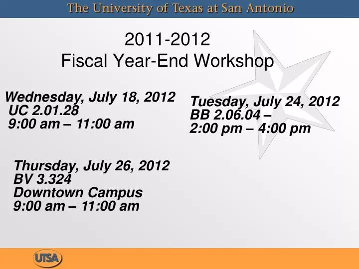 2011 2012 fiscal year end workshop