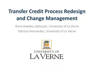 Transfer Credit Process Redesign and Change Management