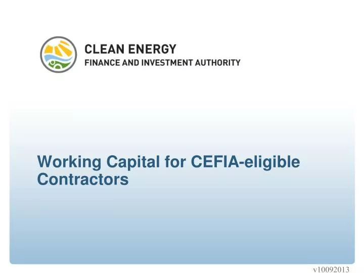 working capital for cefia eligible contractors