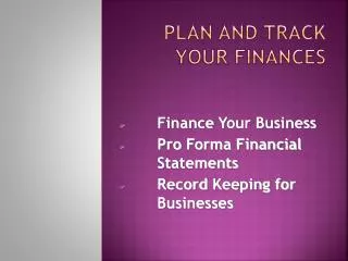 Plan and Track Your Finances