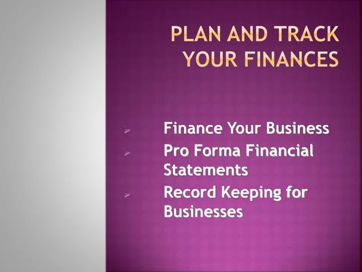 plan and track your finances