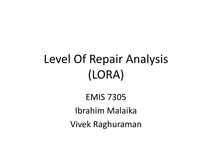 level of repair analysis lora