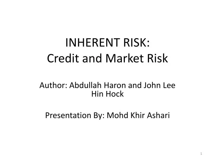 inherent risk credit and market risk