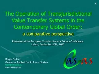 The Operation of Transjurisdictional Value Transfer Systems in the Contemporary Global Order: a comparative perspective