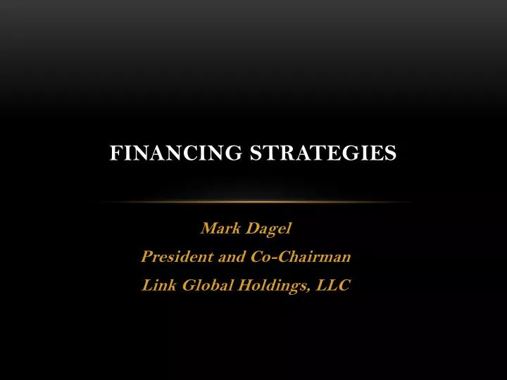 financing strategies