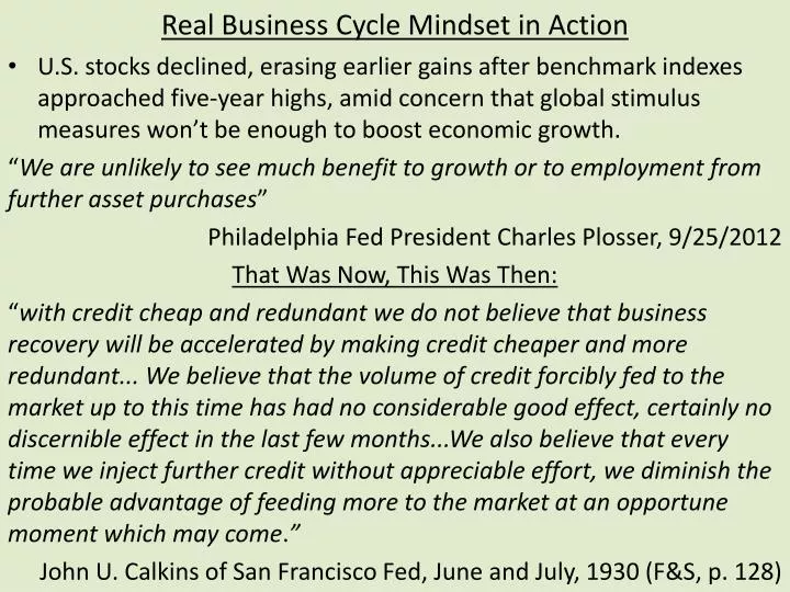 real business cycle mindset in action