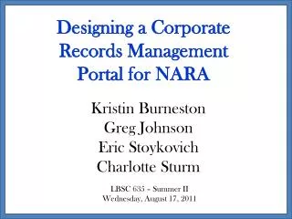 Designing a Corporate Records Management Portal for NARA