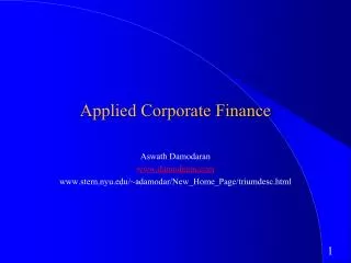 Applied Corporate Finance