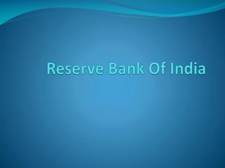 reserve bank of india