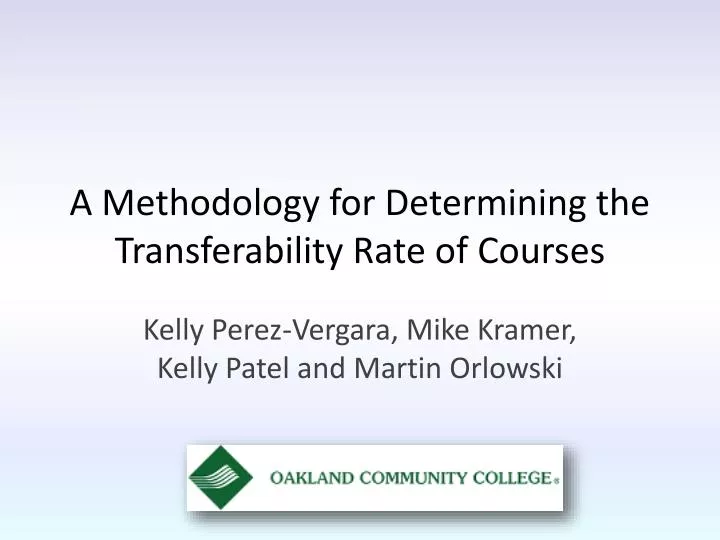 a methodology for determining the transferability rate of courses