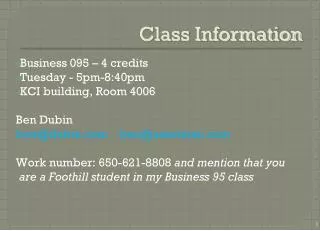 Class Information