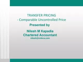 TRANSFER PRICING - Comparable Uncontrolled Price