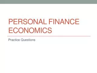 Personal Finance Economics