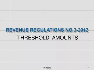 REVENUE REGULATIONS NO.3-2012