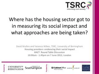 Where has the housing sector got to in measuring its social impact and what approaches are being taken?