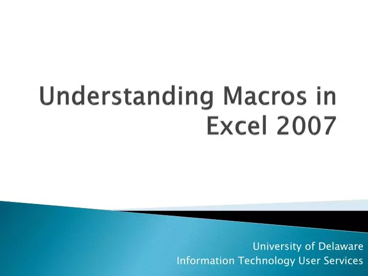 understanding macros in excel 2007