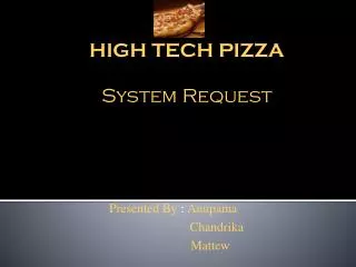 HIGH TECH PIZZA System Request