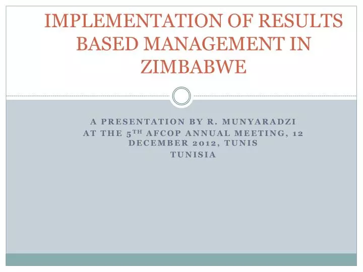 implementation of results based management in zimbabwe