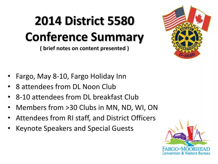 2014 district 5580 conference summary brief notes on content presented