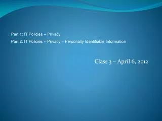 Class 3 – April 6, 2012