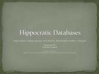 Hippocratic Databases