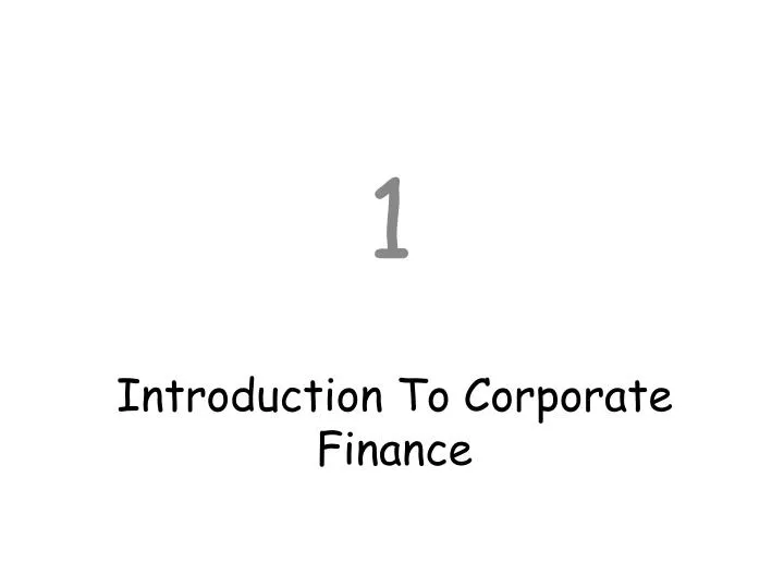 introduction to corporate finance