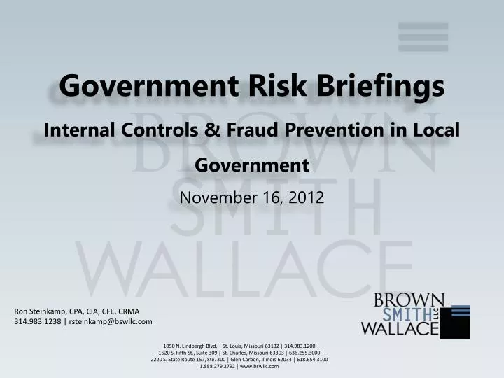 government risk briefings internal controls fraud prevention in local government november 16 2012