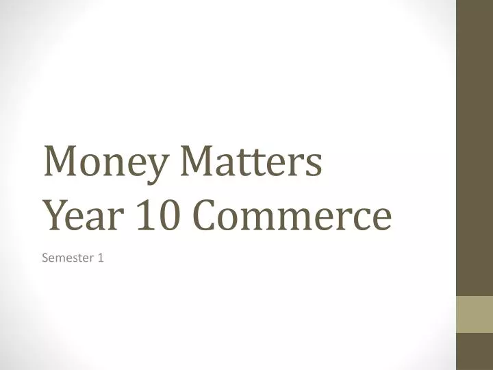 money matters year 10 commerce