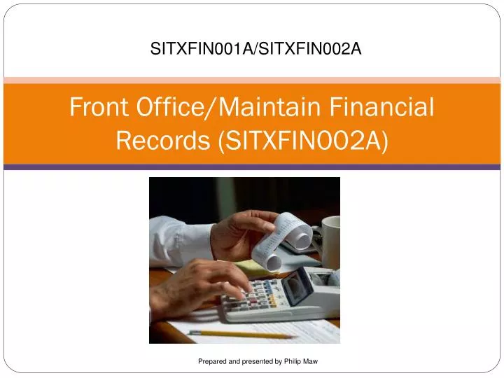 front office maintain financial records sitxfin002a