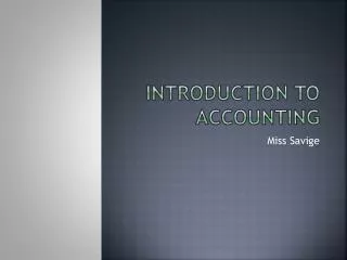Introduction to accounting
