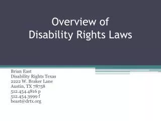 Overview of Disability Rights Laws