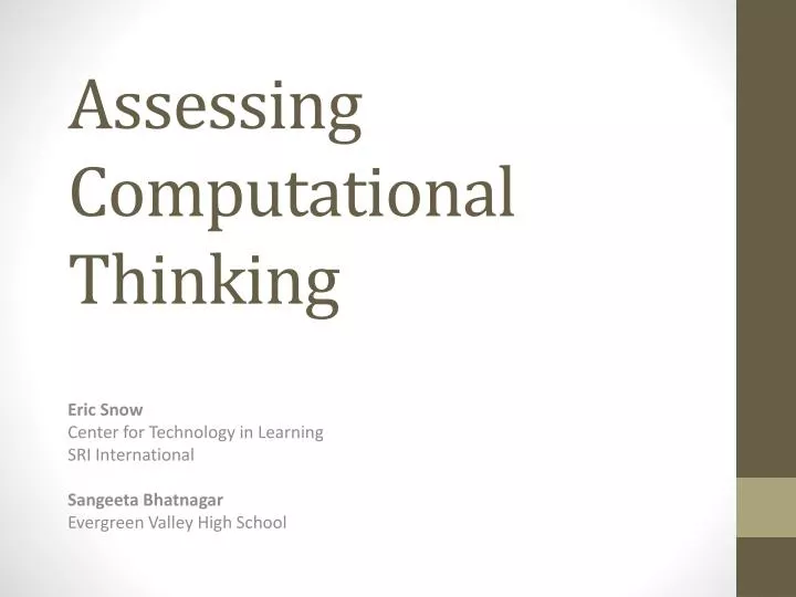 assessing computational thinking