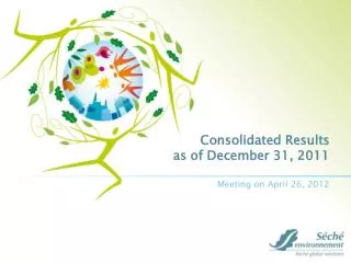 Consolidated Results as of December 31, 2011