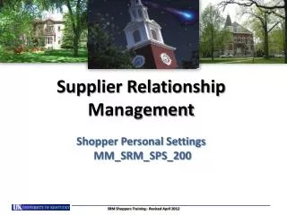 Supplier Relationship Management Shopper Personal Settings MM_SRM_SPS_200