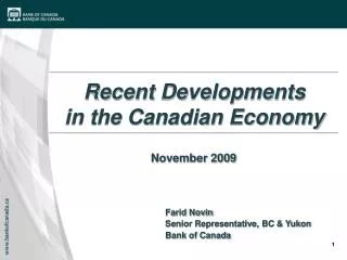 Recent Developments in the Canadian Economy