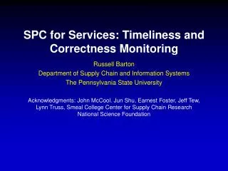 SPC for Services: Timeliness and Correctness Monitoring