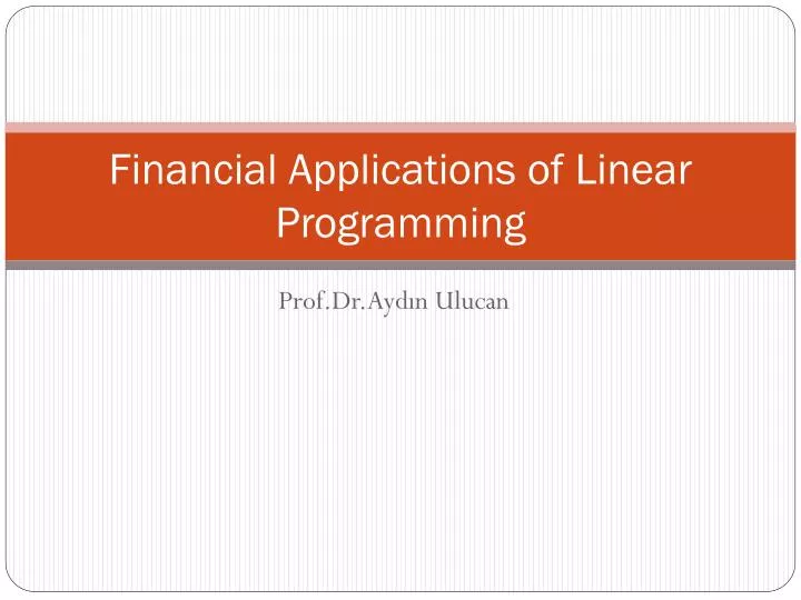 financial applications of linear programming