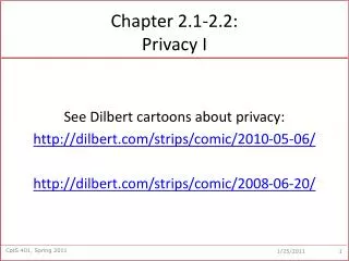 Chapter 2.1-2.2: Privacy I