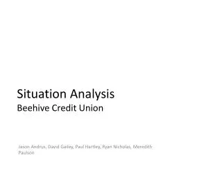 Situation Analysis Beehive Credit Union