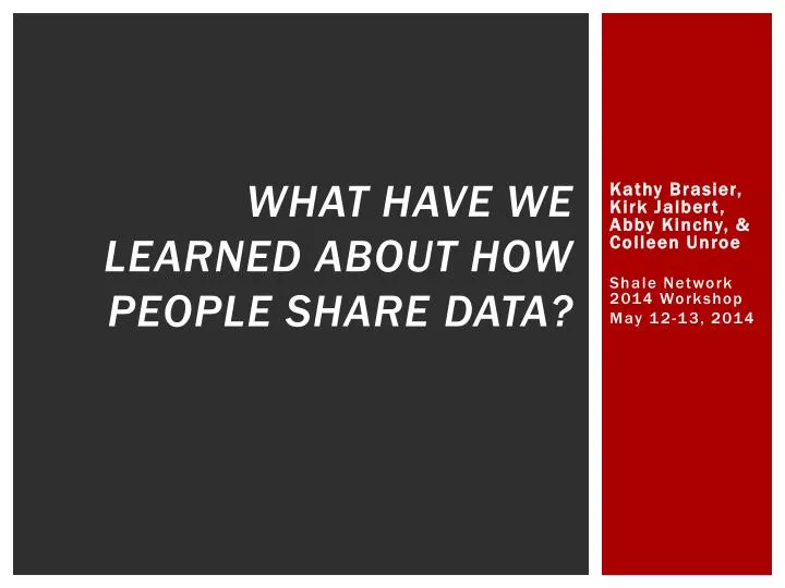 what have we learned about how people share data