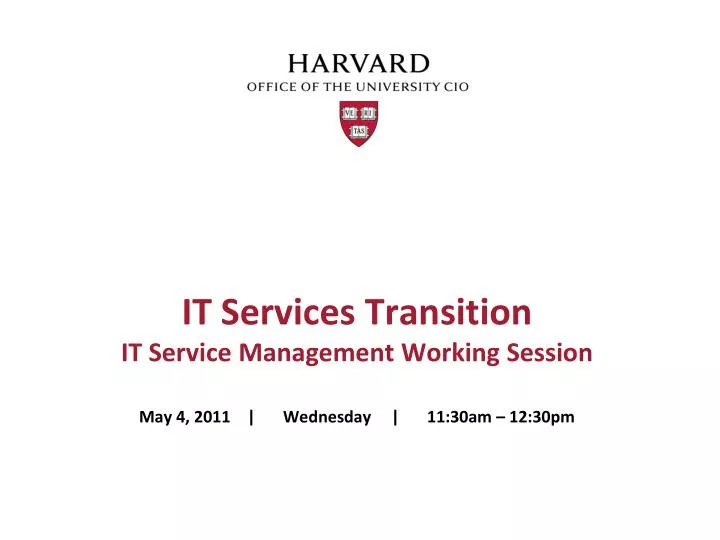 it services transition it service management working session