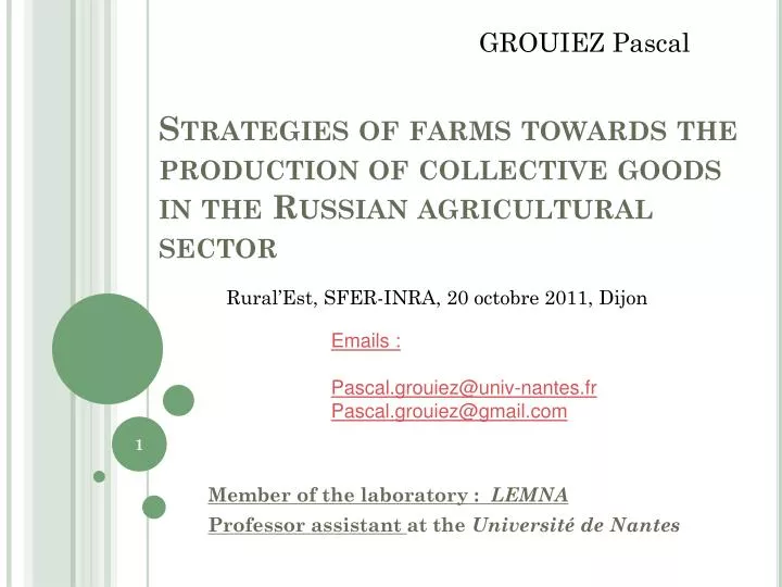 strategies of farms towards the production of collective goods in the russian agricultural sector