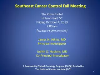 Southeast Cancer Control Fall Meeting