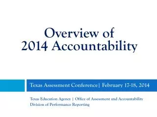 Texas Assessment Conference | February 17-18, 2014