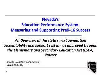 Nevada Department of Education www.doe.nv.gov