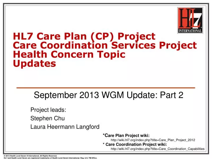 hl7 care plan cp project care coordination services project health concern topic updates