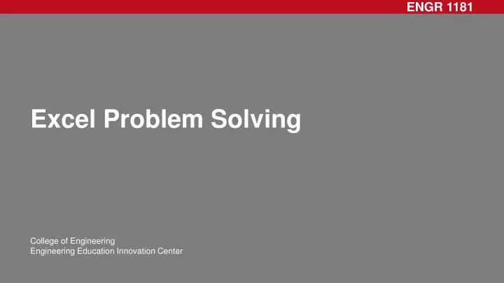 excel problem solving