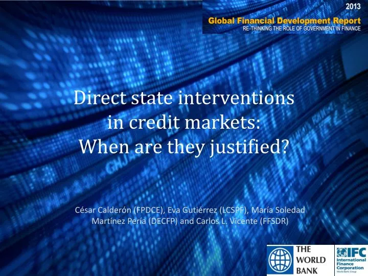 direct state interventions in credit markets when are they justified