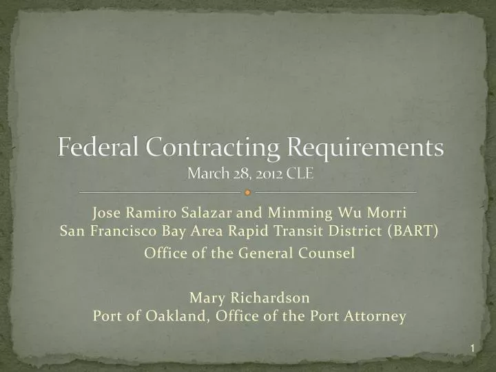 federal contracting requirements march 28 2012 cle